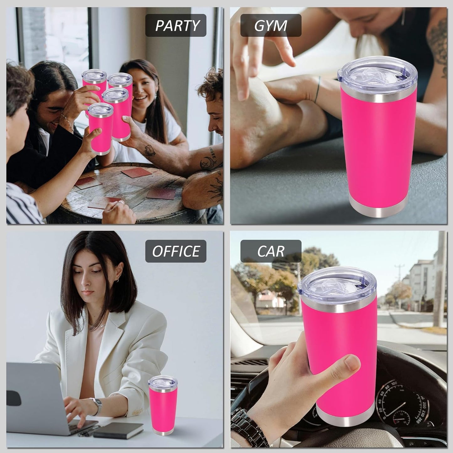 AIANJI 20oz Tumbler Bulk Stainless Steel Tumblers with Lid Vacuum Insulated Double Wall Travel Coffee Mug Powder Coated Tumbler Cup for Hot and Cold Drinks(Stainless Steel, 1 pack)