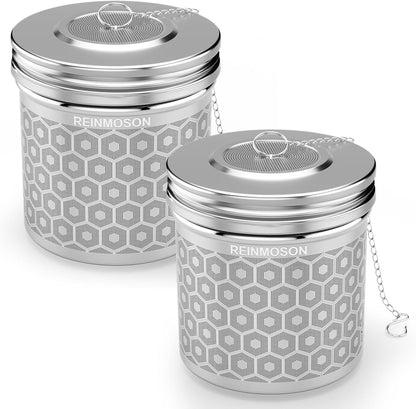 Reinmoson Tea Strainers for Loose Tea, Extra Fine Mesh Tea Infuser, 304 Stainless Steel & Updated Slim Threaded Lid, Loose Leaf Tea Steeper for Black Tea, Rooibos, etc