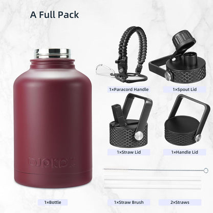 BJPKPK Insulated Water Bottles with Straw Lid, 40oz Stainless Steel Water Bottles with 3 Lids, BPA Free Leakproof Thermo, Tumblers, Cups for Sports, Gym- Midnight - Colors B