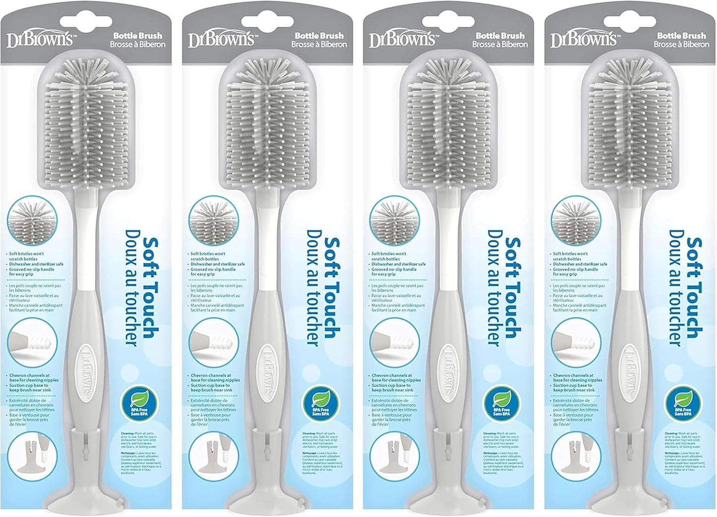 Dr. Brown's Soft Touch No Scratch Baby Bottle Cleaning Brush Nipple Cleaner with Stand and Storage Clip, BPA Free, Blue 1-Pack