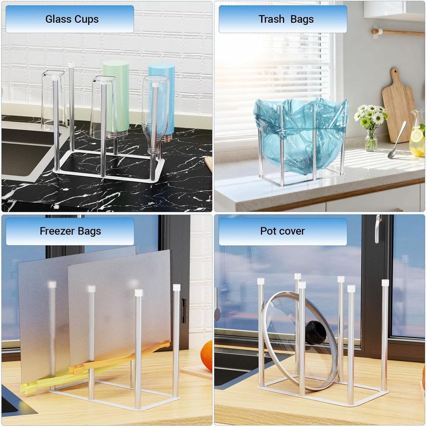 Water Bottle Drying Rack,Stainless Steel Bottle Rack Dryer, Plastic Bag Drying Rack, Dry Rack for Bottles,Space Saving Countertop Rack for Glass,Cups, Mugs,Mason Jars and Sports Bottles