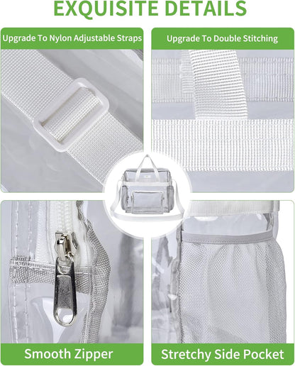 MAY TREE Clear Bag for Stadium Events, 12×5.5×12 Clear Tote Lunch Bag with Non-detachable Reinforced Straps for Work, Sporting Events and Gym, Black