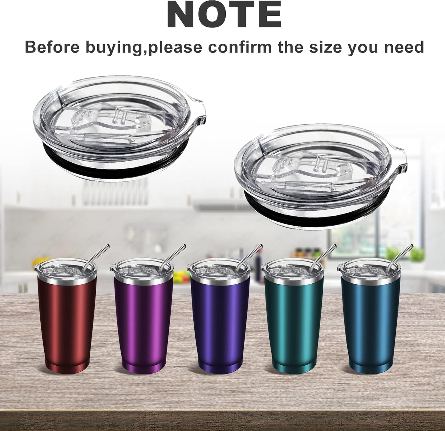 20oz Tumbler Replacement Lids Spill Proof Splash Resistant Lids Covers for 3.25in Cup Mouth Compatible with Classic Stainless Steel Tumblers YETI Rambler Atlin, Beast Juro SUNWILL Cup (2 Pack)