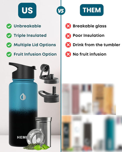 22 oz Ceramic Lined Tea Infuser Travel Tumbler, Micro-Mesh Stainless Steel Infuser, Pure Taste Ceramic Interior, Triple Insulated 12hr Hot Cold, Dual Sip & Straw Lid, Scratch-Resistant