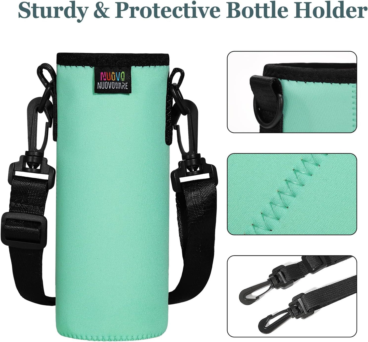 Nuovoware Water Bottle Carrier Bag, Premium Neoprene Portable Insulated Water bottle Sling Holder Bag 500ml/750ml/1000ml with Adjustable Shoulder Strap for Men Women Hiking, Sling Bottle Bag Case