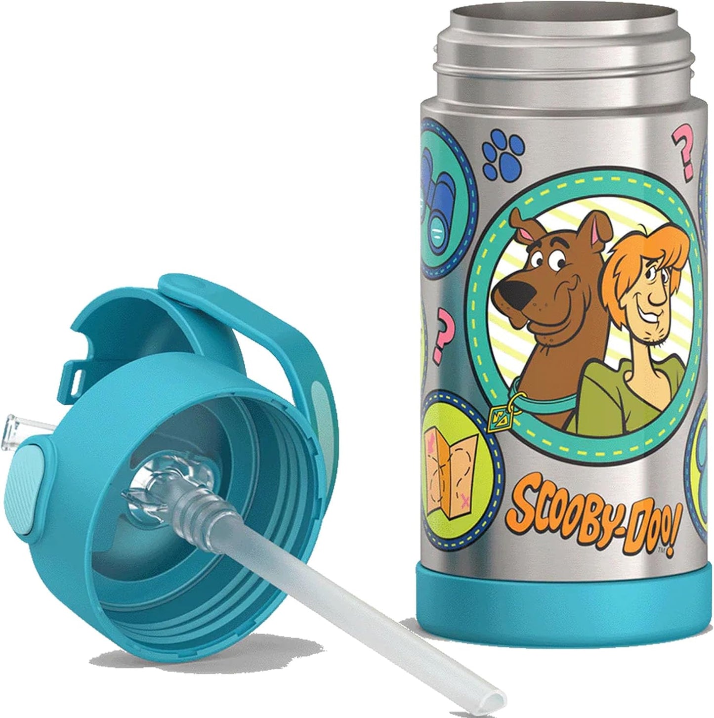 THERMOS FUNTAINER Water Bottle with Straw - 12 Ounce - Kids Stainless Steel Vacuum Insulated Water Bottle with Lid, Bluey - Colors A