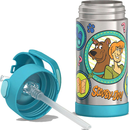 THERMOS FUNTAINER Water Bottle with Straw - 12 Ounce - Kids Stainless Steel Vacuum Insulated Water Bottle with Lid, Bluey - Colors A