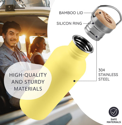 Bambaw Stainless Steel Water Bottles 32 oz, Non-insulated Single Wall Metal Water Bottle Stainless Steel, Reusable & Eco Friendly, Dishwasher Safe – Silver | Non-insulated