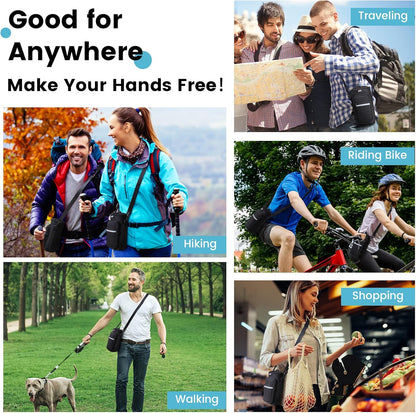 Nuovoware Water Bottle Carrier Bag,25oz/40oz/64oz Bottle Pouch Holder,Adjustable Shoulder Hand Strap 2 Pocket Sling Neoprene Sleeve Sports Accessories for Hiking Travelling Camping