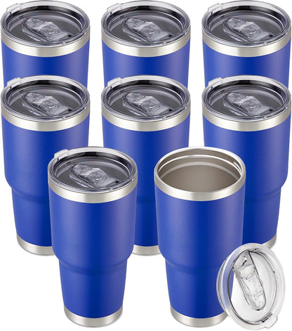 30 oz Tumbler with Lid Stainless Steel Tumblers Vacuum Insulated Cup Reusable Powder Coated Travel Mug Double Wall Leak Proof Portable Cups Keep Cold Drinks for 12 Hours, Stainless, 1 Pack