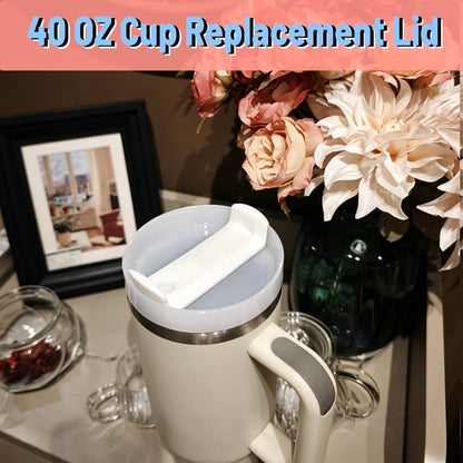 40 OZ Tumbler Lid Replacement Compatible for Stanley Quencher H2.0, 1 Pack BPA Free Clear Lid Replacement for Stanley Cup Accessories(Clear-White)