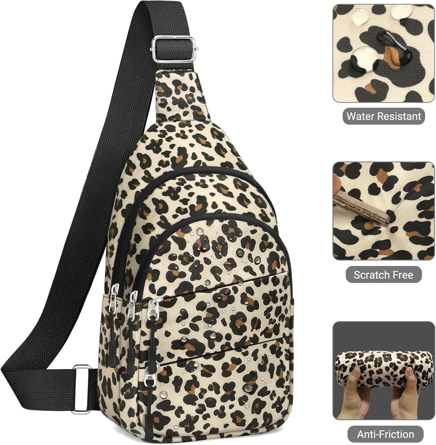 Tuwubi Crossbody Bags for Women, Sling Bag for Men, Small Hiking Backpack Anti Theft Lightweight for Outdoors Travel (M, Black)