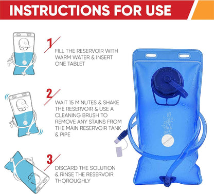 CleanHike Hydration Backpack Cleaning Tablets - (90 Tablets) Great for Reservoir Pack or Hydration Bladder, Individually Packed, Quickly Removes Stubborn Stains & Odors (3)