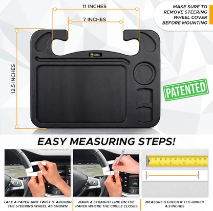 EcoNour 2 in 1 Car Steering Wheel Desk | Tray for Laptop Car Mount with Pen Holder | Desk Console for Car | Food Tray for Eating with Drinks Holder | Multipurpose Travel Car Accessories