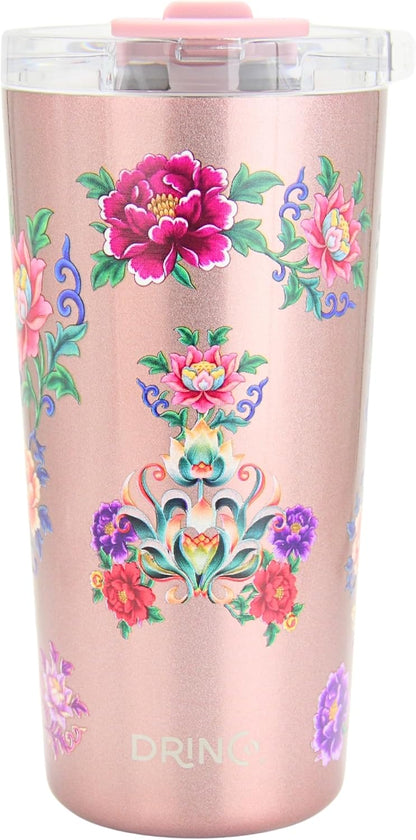 Drinco - 20 oz Stainless Steel Tumbler | Double Walled Vacuum Insulated Mug With Lid, 2 Straws, For Hot & Cold Drinks (20oz Dragonfly)