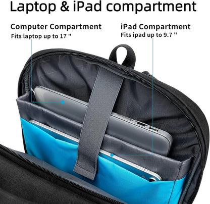 DUSLANG 17 Inch Laptop Backpack for Travel Water Resistant College Backpack for Men/Women Laptop Bag with USB Charging Port,Black - Colors A