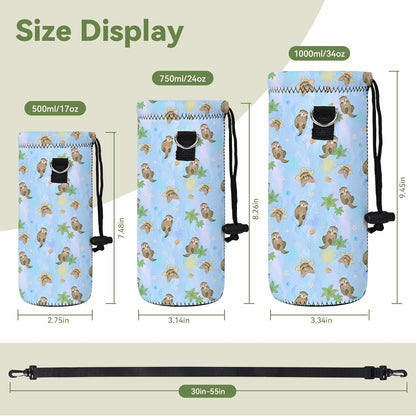 Neoprene 500ML/750ML/1000ML Water Bottle Bag Carrier, Portable Insulated Bottle Sling Holder Case Pouch with Adjustable Shoulder Strap for Men Women Walking Hiking Running