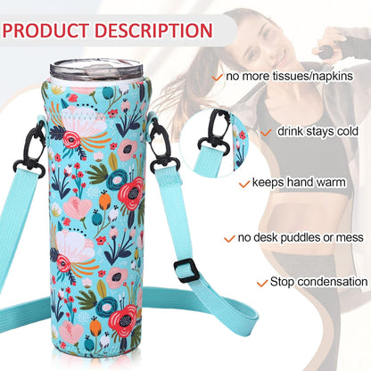 CHENGU 3 Pack 25 oz Neoprene Water Bottle Carrier Bag with Adjustable Shoulder Strap Water Bottle Holders for Adults Sports Gym Hiking Camping Walking(Mandala Style)