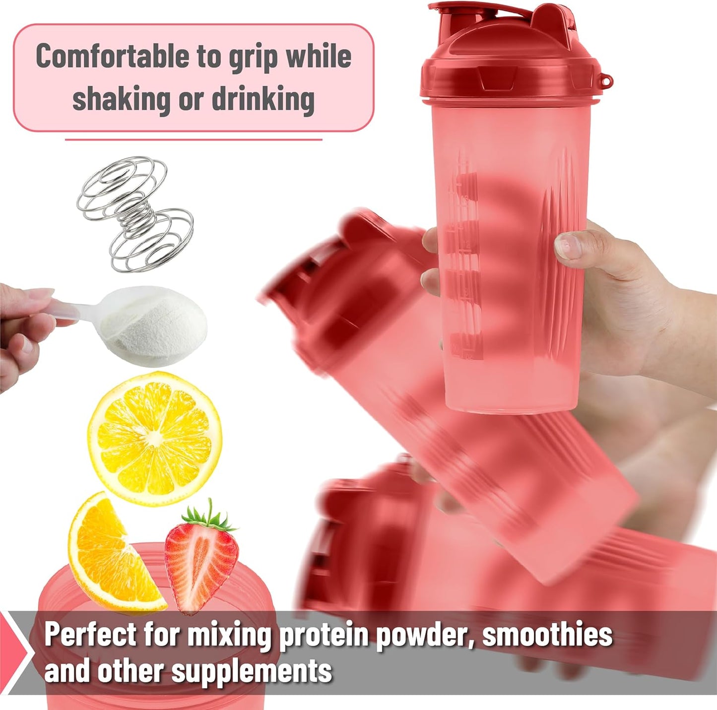 Mr. Pen- Protein Shaker Bottles, 2 Pack, 28 oz, Shaker Bottles with Leak-Proof Flip-Top Lid, Wire Whisk Ball for Smooth Mixing, Ideal for Protein Shakes, Smoothies, and Supplements