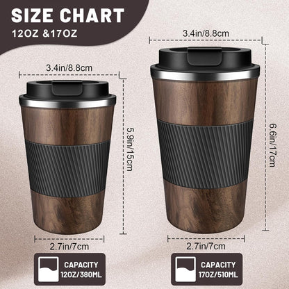 DUBUXW Insulated Coffee Tumblers with Flip Lid 12oz / 17oz, Stainless Steel Travel Coffee Mug Leak Proof, Vacuum Insulated Coffee Mug Reusable Cup, Keeps Cold and Hot for Coffee Tea