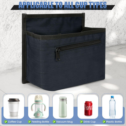ZHCHG Luggage Travel Cup Holder Attachment for Suitcase Drink Carrier Caddy, Coffee Mug and Tumblers, Traveler Carry on Hands Free Accessory- Gifts for Flight Attendants Travelers Accessories- Black