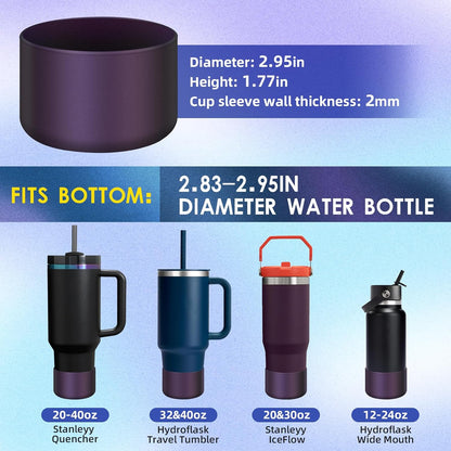 Chameleon Silicone Water Bottle Boot, Compatible with Stanley & Hydro Flask Tumbler 2.8-2.95in Bottom Anti-Slip Protector Rubber Sleeve