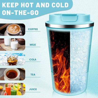 DUBUXW Insulated Coffee Tumblers with Flip Lid 12oz / 17oz, Stainless Steel Travel Coffee Mug Leak Proof, Vacuum Insulated Coffee Mug Reusable Cup, Keeps Cold and Hot for Coffee Tea