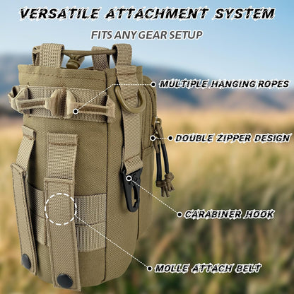 Water Bottle Holder with Strap - Tactical Insulated Water Bottle Sleeve with MOLLE System Water Bottle Cover Cross-Body Pouch for Walking Hiking Camping Gym 32oz&40oz