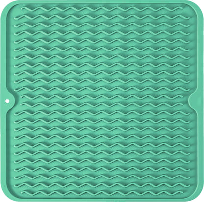 Silicone Dish Drying Mat, Non-Slip Easy Clean Sink Mat Large Heat-resistant Dish Drainer Mat for Kitchen Counter, Sink, Refrigerator or Drawer liner (12" x 6", BLACK)