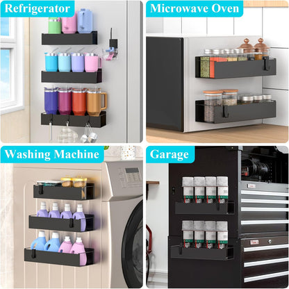 HuggieGems Magnetic Water Bottle Holder for Refrigerator, Cup Holder Organizer for Stanley and Tumbler for Kitchen, 4 Pack, Black