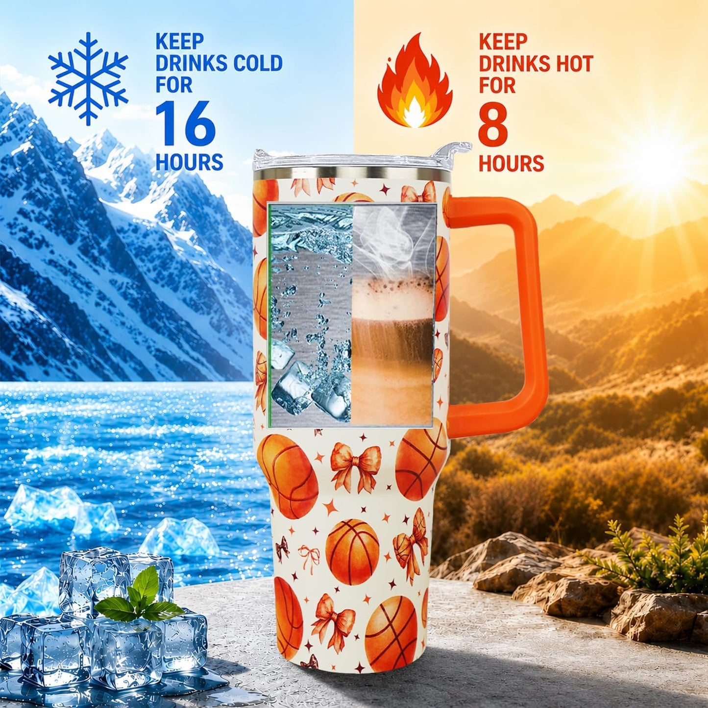 Ceovfoi 40 oz Pickleball Coffee Mug Vacuum Insulated Travel Tumbler with Handle, Lid & Straw - Perfect Pickleball Gifts for Players, Coaches, Lovers | Pickleball Accessories