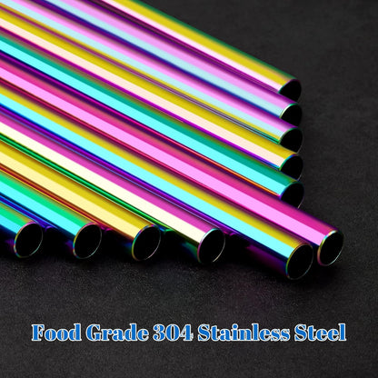 Tomorotec 8-Pack Stainless Steel Straws Fit for 40oz Stanley Tumblers, 12" Metal Straws Fit for Stanley Cup with 1 Brush, Reusable Drinking Straws for Smoothies, Milkshakes, Dishwasher Safe & BPA-Free