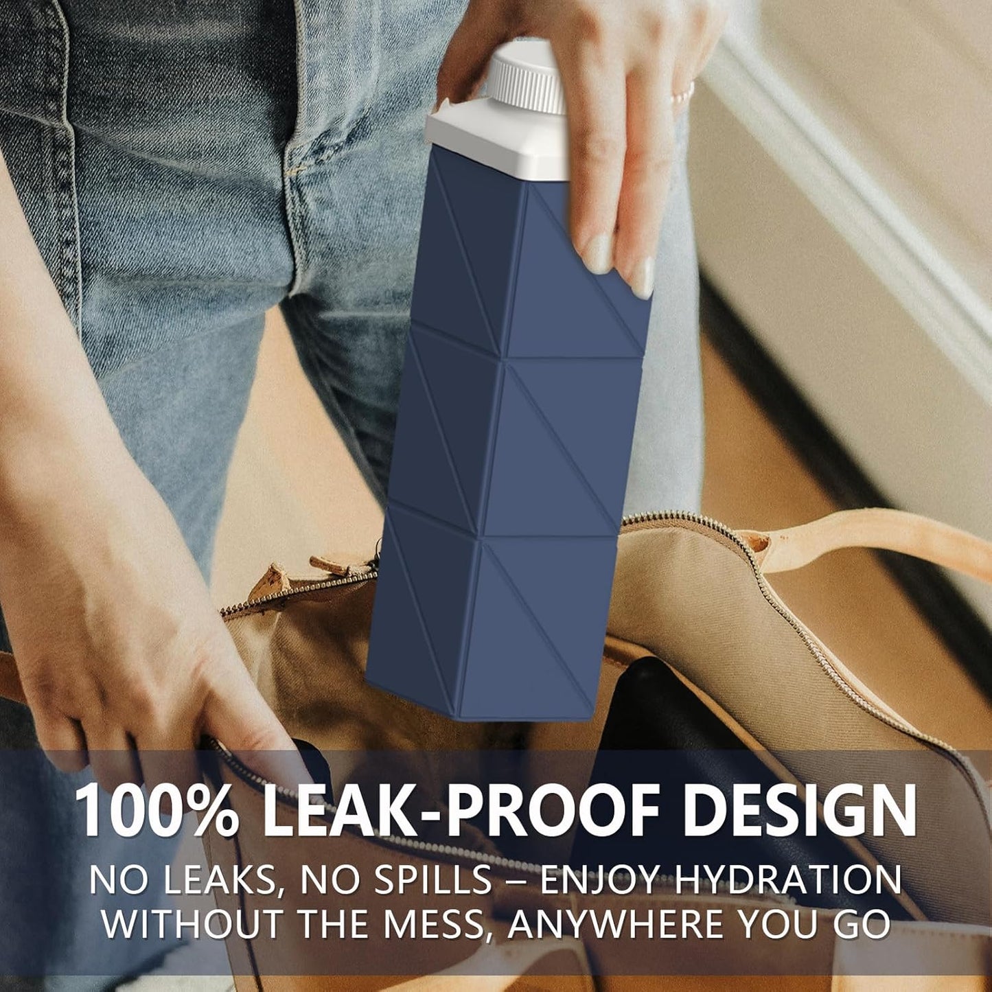 BEAUTAIL Collapsible Water Bottles 24.3oz, Foldable Travel Water Bottle, Portable & Lightweight, Leakproof & Reusable for Traveling Camping Hiking Yoga Sports Outdoor School Office