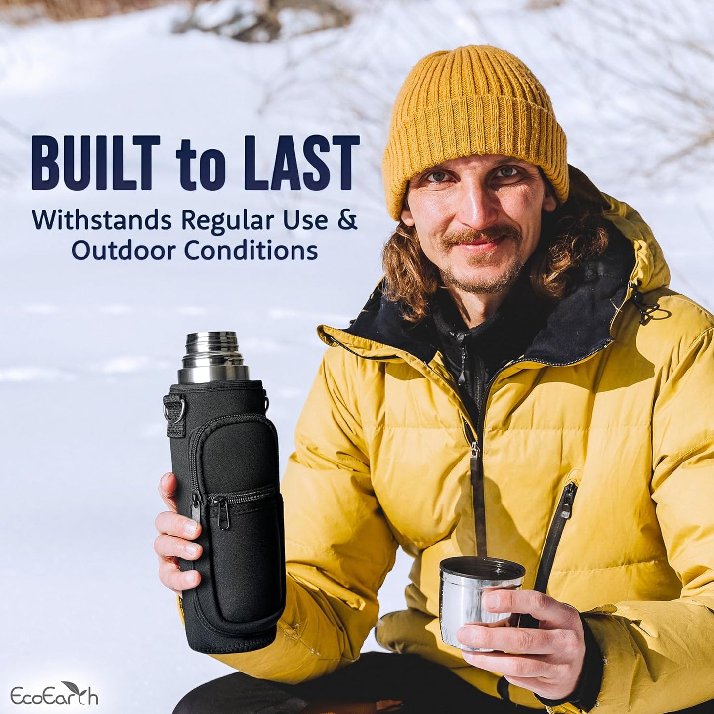 EcoEarth - Water Bottle Holder with Strap - Water Bottle Carrier Bag for Hiking - Crossbody Hydration Pouch with Phone Holder
