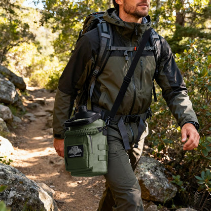 NATURE PIONEOR 32 64 128oz Tactical Water Bottle Pouch, Multi-Function Tactical Water Bottle Bag with Adjustable Shoulder Strap, Half/One Gallon Molle Strap Carrier Holder