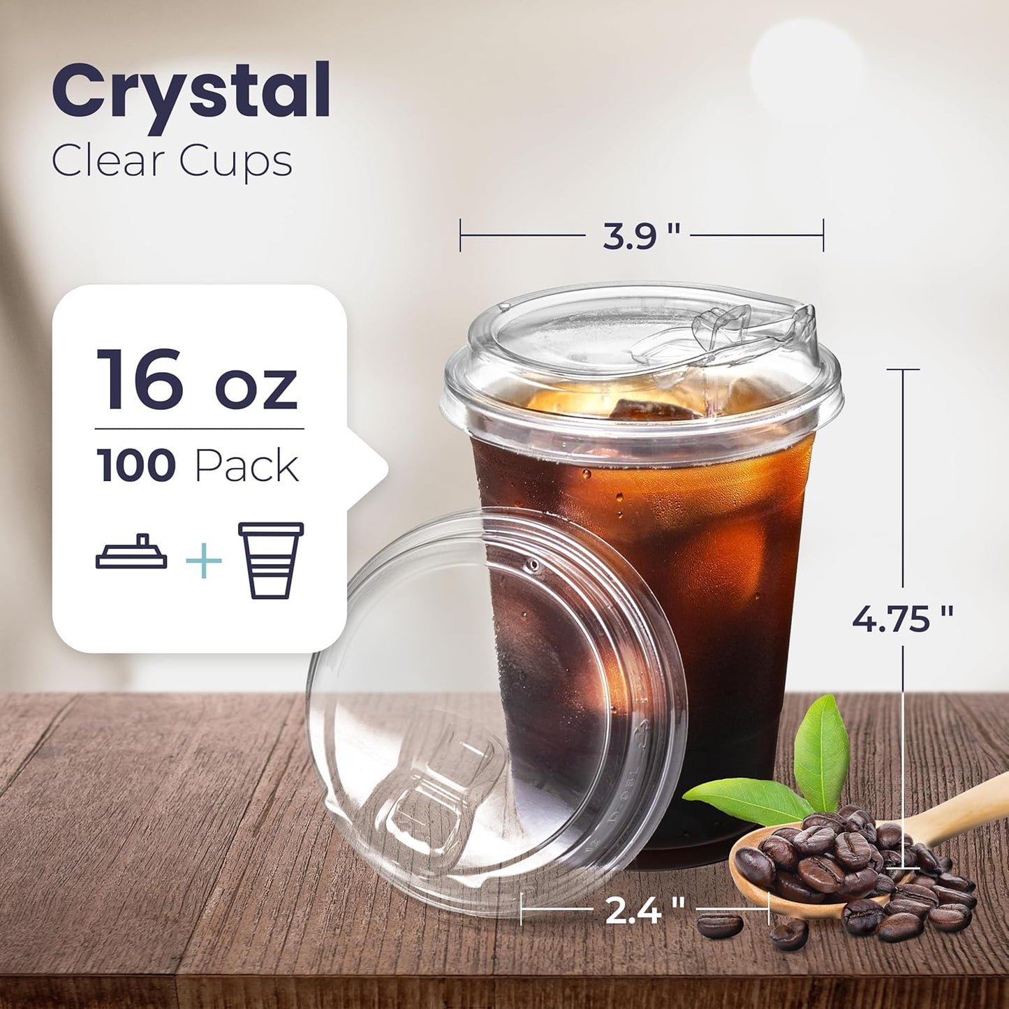 Fit Meal Prep 50 Pack 32 oz Clear Plastic Cups with Strawless Sip Lids, Disposable Plastic Coffee Cups with Lids, To Go Cups for Iced Coffee, Smoothies, Soda, Party Drinks, Bubble Tea, Cold Beverage