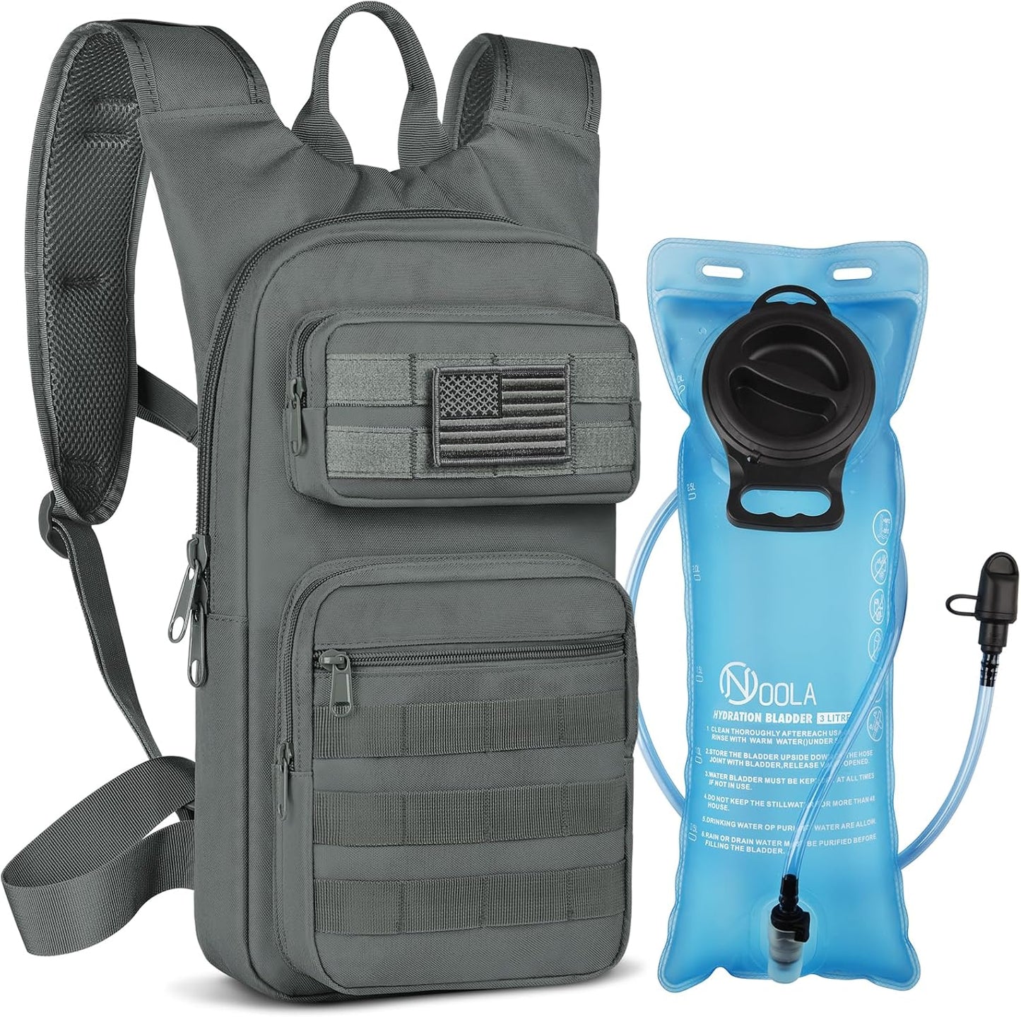 NOOLA Hydration Backpack with 3L TPU Water Bladder, Tactical Molle Water Backpack for Men Women, Hydration Pack for Hiking, Biking, Running and Climbing