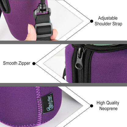 Beautyflier Neoprene Water Bottle Sleeve Insulator Cooler, Compatible with Nalgene Water Bottle 32 OZ, with Adjustable Shoulder Strap for Hydro Flask Wide Mouth Bottle 32oz, etc.