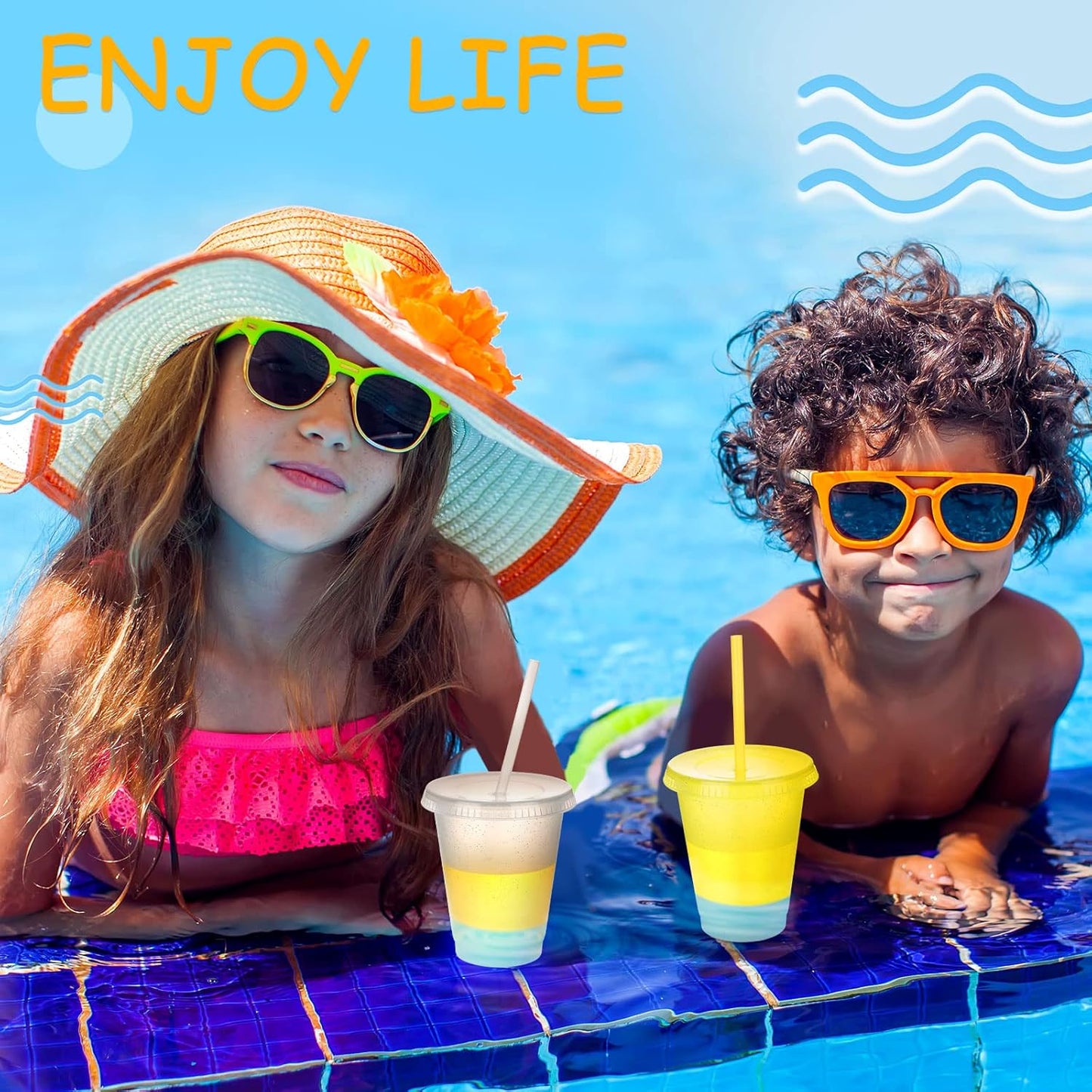 Sieral 30 Pack Cups with Lids and Straws Kids Tumbler with Straw Reusable Water Bottle Iced Coffee Travel Mug Adults Plastic Cups for Parties 16 oz (Candy Colors)