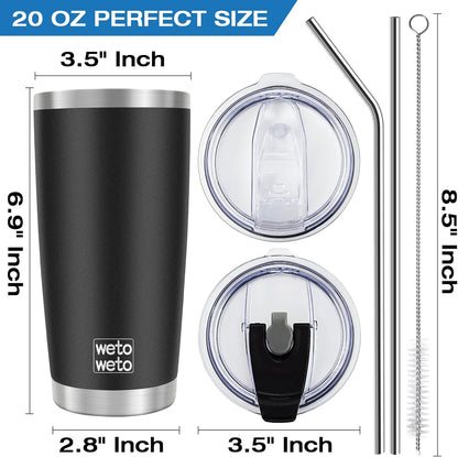 WETOWETO 20oz Tumbler, Stainless Steel Vacuum Insulated Coffee Travel Mug, Double Wall Powder Coated Insulated Coffee Mug Travel Mug with Lid Thermal Cup for Outdoor (Navy Blue, 1 Pack)