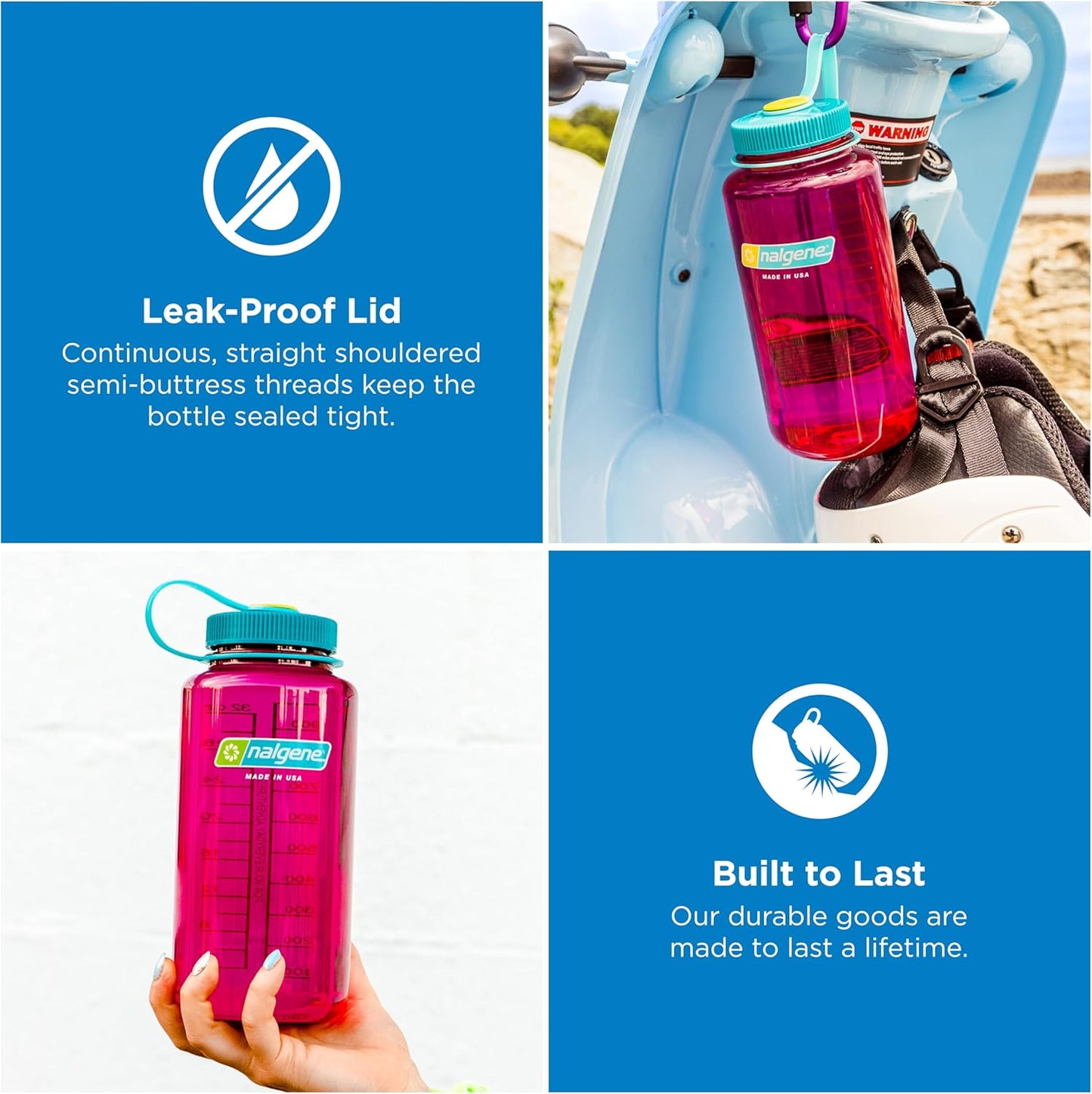 Nalgene 32 oz Wide Mouth Water Bottle | BPA-Free, Durable & Leak Proof, Lightweight Bottle for Hiking & Gym, Work & Travel