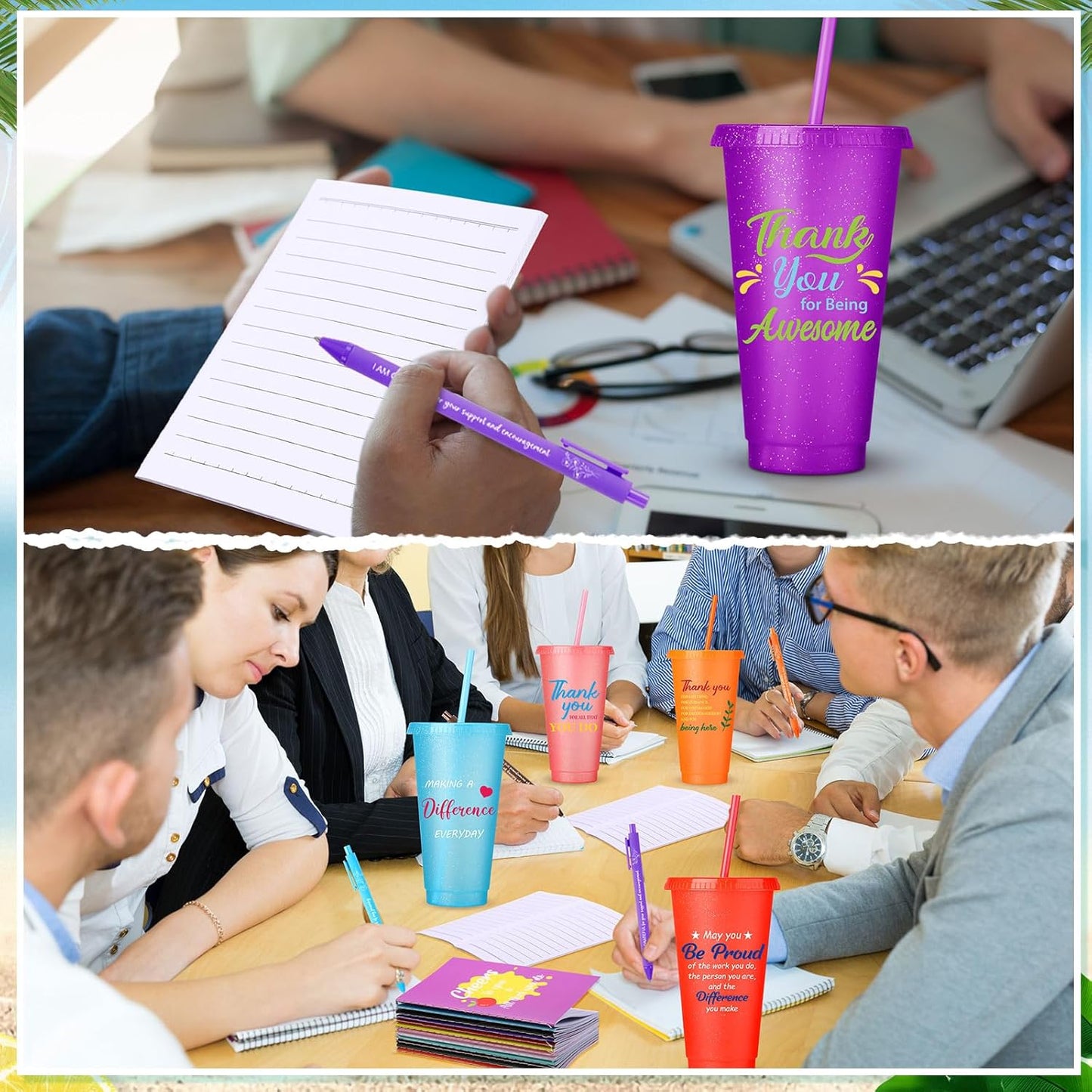 Feifeiya 72 Pcs/ 24 Set Bible Verse Gifts Bulk 24 oz Father's Day Christian Plastic Tumbler with Lids and Straws Inspirational Prayer Notepads Religious Pen Church Cups Gift for Christian Party Favors