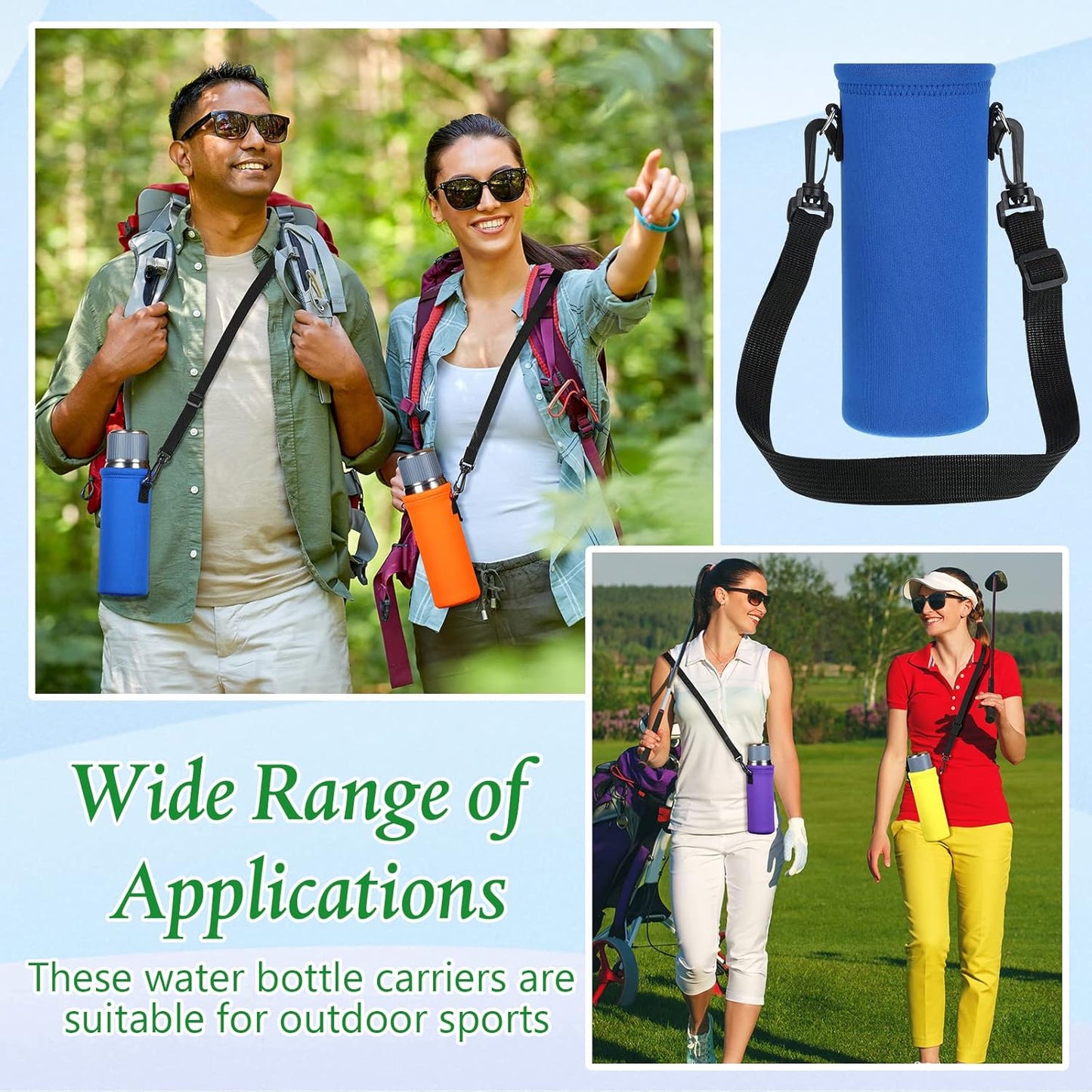 Patelai 12 Pack Water Bottle Carrier Bag 25 oz Insulated Neoprene Sling Holder Case Pouch Cover with Adjustable Shoulder Strap Portable Water Bottle Coolie for Kids Adults Walking Hiking