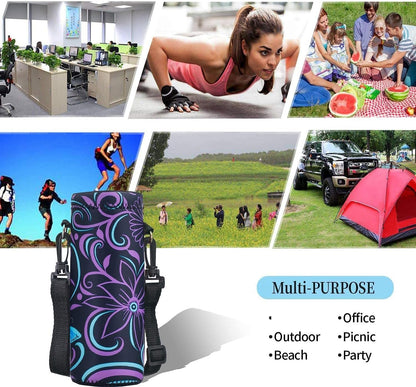 AUPET Water Bottle Sling Bag Carrier Crossbody Sleeve,Insulated Neoprene Bottle Case Holder Pouch Cover 500ML/17oz with Shoulder Strap for Walking Women Men