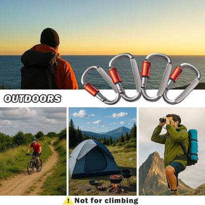 Paracord Keychain/Carabiner Clip - Jaymokes D Ring Metal Hook for Water Bottle, Key, Backpacks and More