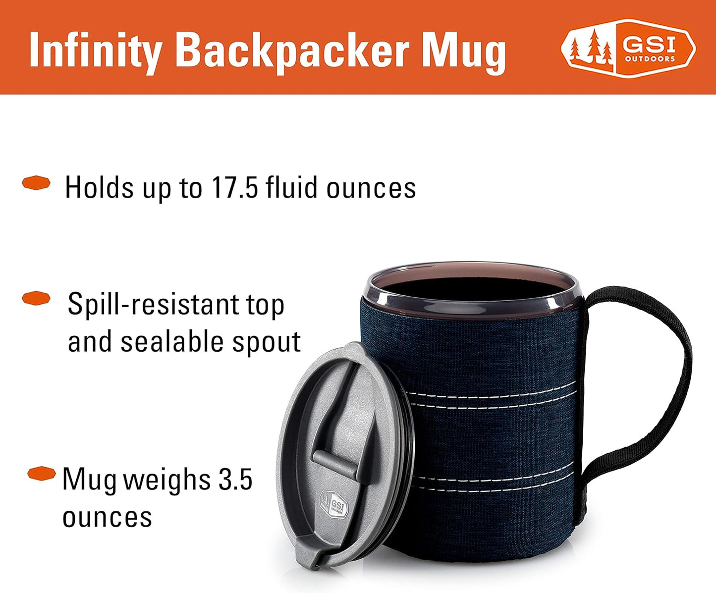GSI Outdoors Infinity Backpacker Mug I Lightweight, BPA-Free Coffee Cup for Travel, Camping Gear, Backpacking and Outdoors - 17 oz.