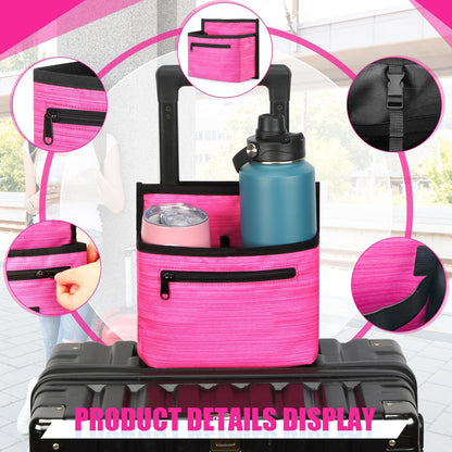 ZHCHG Luggage Travel Cup Holder Attachment for Suitcase Drink Carrier Caddy, Coffee Mug and Tumblers, Traveler Carry on Hands Free Accessory- Gifts for Flight Attendants Travelers Accessories- Black