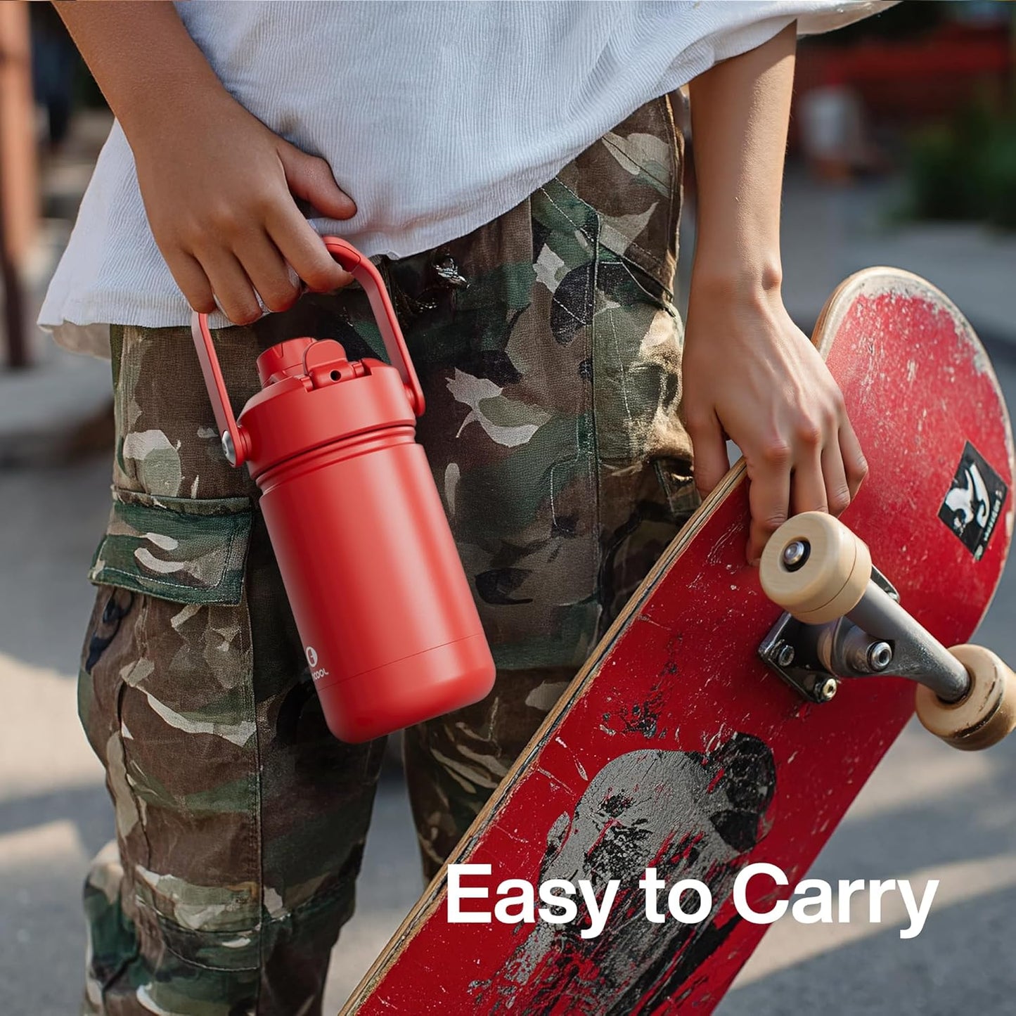 ENCOOL Insulated Water Bottle with Straw Stainless Steel Water Bottle, Leak-Proof, BPA-Free, Double Wall Vacuum Keeps Cold for 24 Hours for Sports, Travel, School (26 oz, Cotton Candy) - Colors D