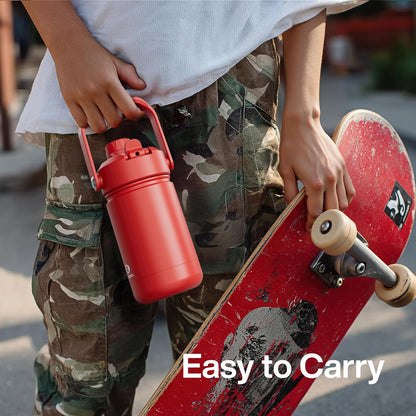 ENCOOL Insulated Water Bottle with Straw Stainless Steel Water Bottle, Leak-Proof, BPA-Free, Double Wall Vacuum Keeps Cold for 24 Hours for Sports, Travel, School (26 oz, Cotton Candy) - Colors D