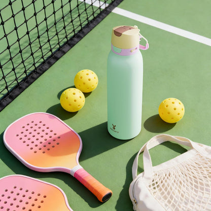 Meoky 24 oz Slim Insulated Water Bottle: Leak Proof Locking Lid, 2-in-1 Straw and Spout, 24 Hours Cold, Top Handle, BPA Free, Stainless Steel Water Bottle for Men Sports Travel Gym, Night